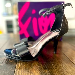 EUC patent and glitter strappy heels